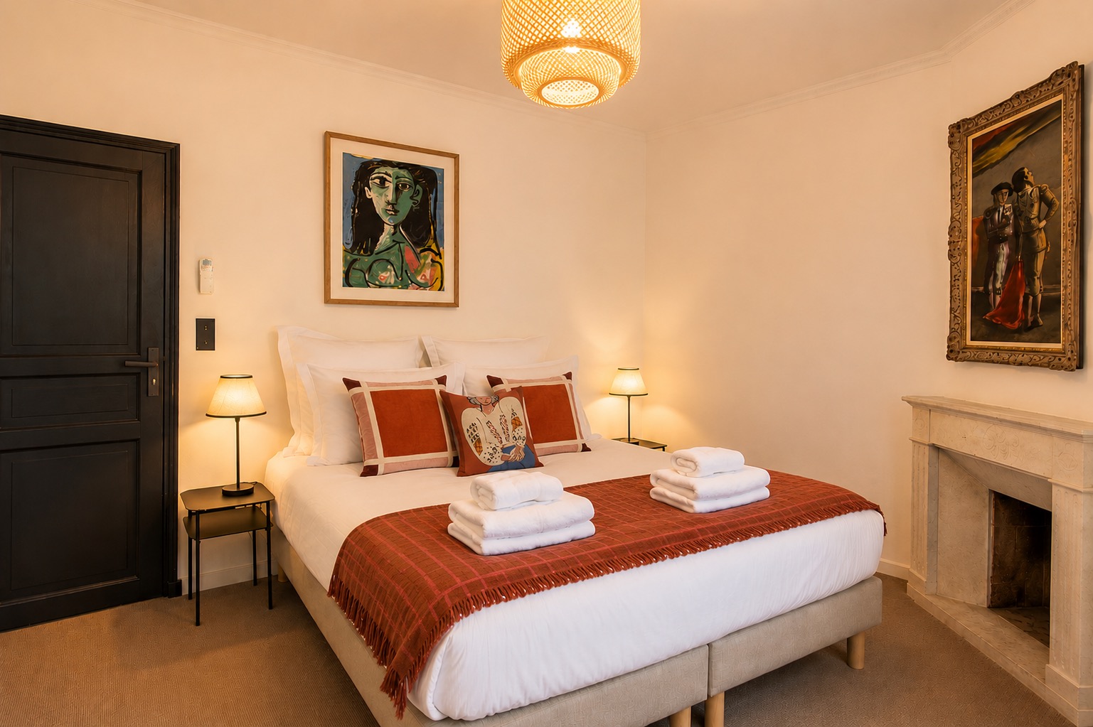 Habitación Uzès del Château Les Boissières, cama king size, Gard